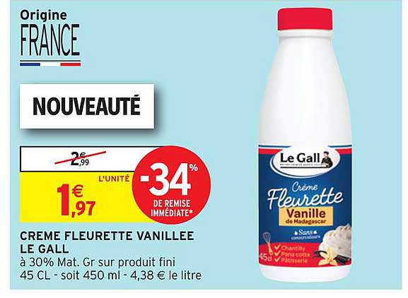 crème fleurette vanillée le gall
