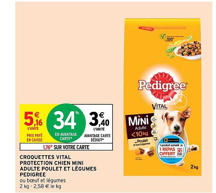 Croquettes Vital Protection Chien Mini Adulte Poulet Et Légumes Pedigree