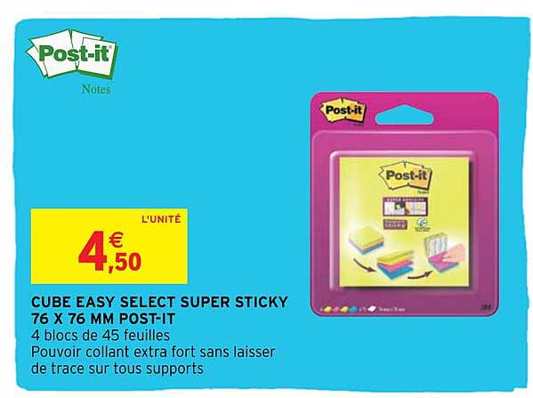 cube easy select super sticky 76 x 76 mm post-it