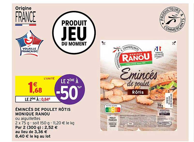 émincés de poulet rôtis monique ranou