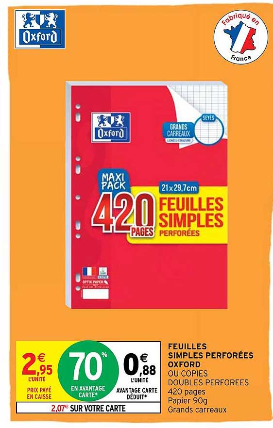 Feuilles Simples Perforées Oxford