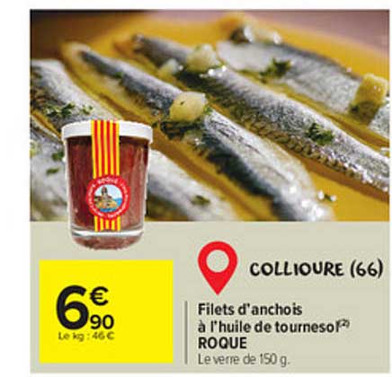 filet d'anchois à l'huile de tournesol roque