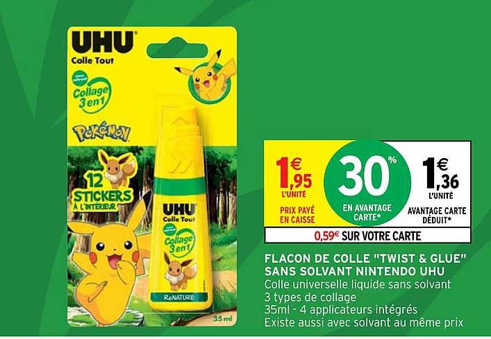 Flacon De Colle "twist & Glue" Sans Solvant Nintendo Uhu
