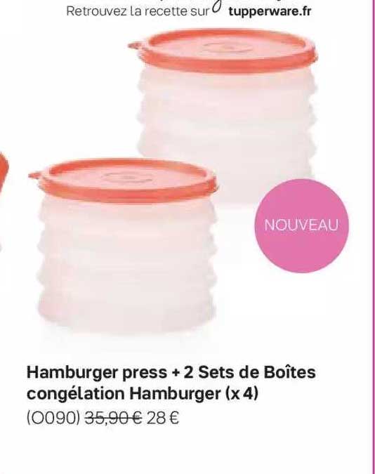 hamburger press + 2 sets de boîtes congélation hamburger (x4)