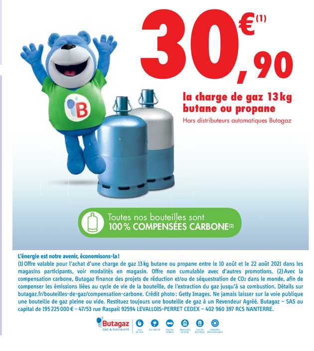 la charge de gaz 13 kg butane ou propane