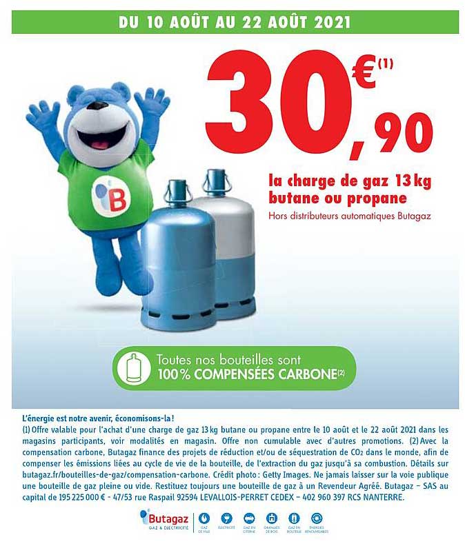 la charge de gaz 13 kg butane ou propane