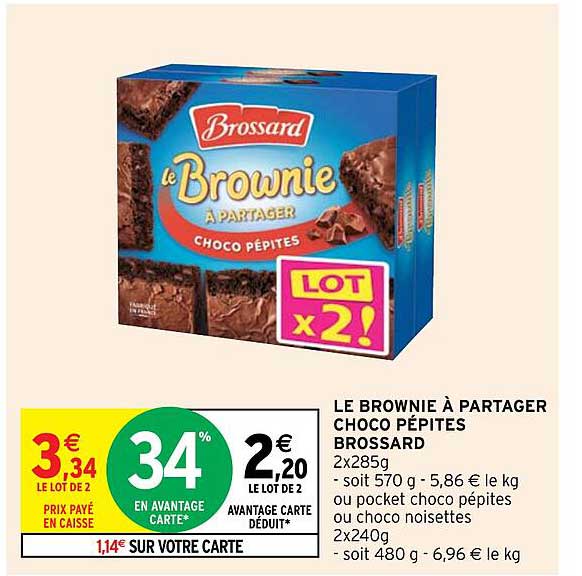 le brownie à partager choco pépites brossard