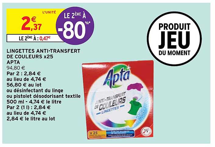 Lingettes Anti-transfert De Couleurs X25 Apta