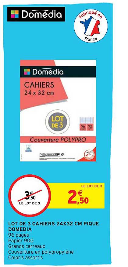 Lot De 3 Cahiers 24 X 32 Cm Pique Domédia