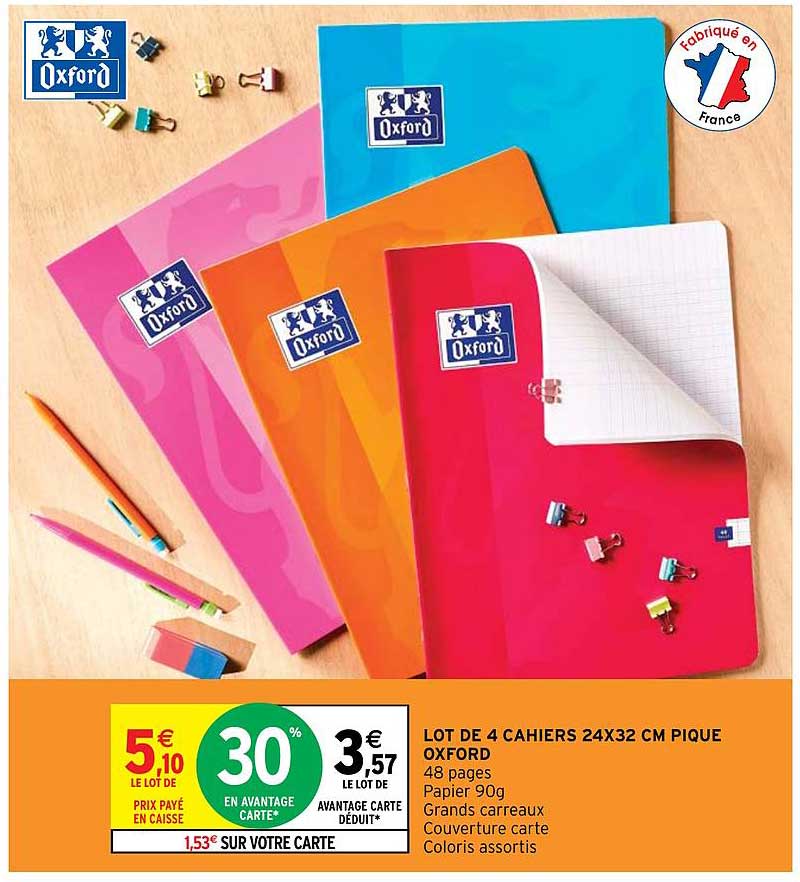 lot de 4 cahiers 24  x32 cm pique oxford