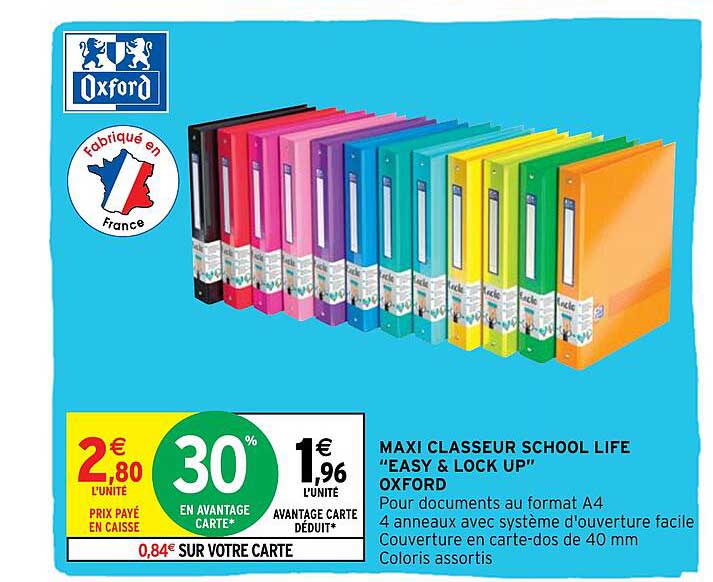 maxi classeur school life "easy & lock up" oxford