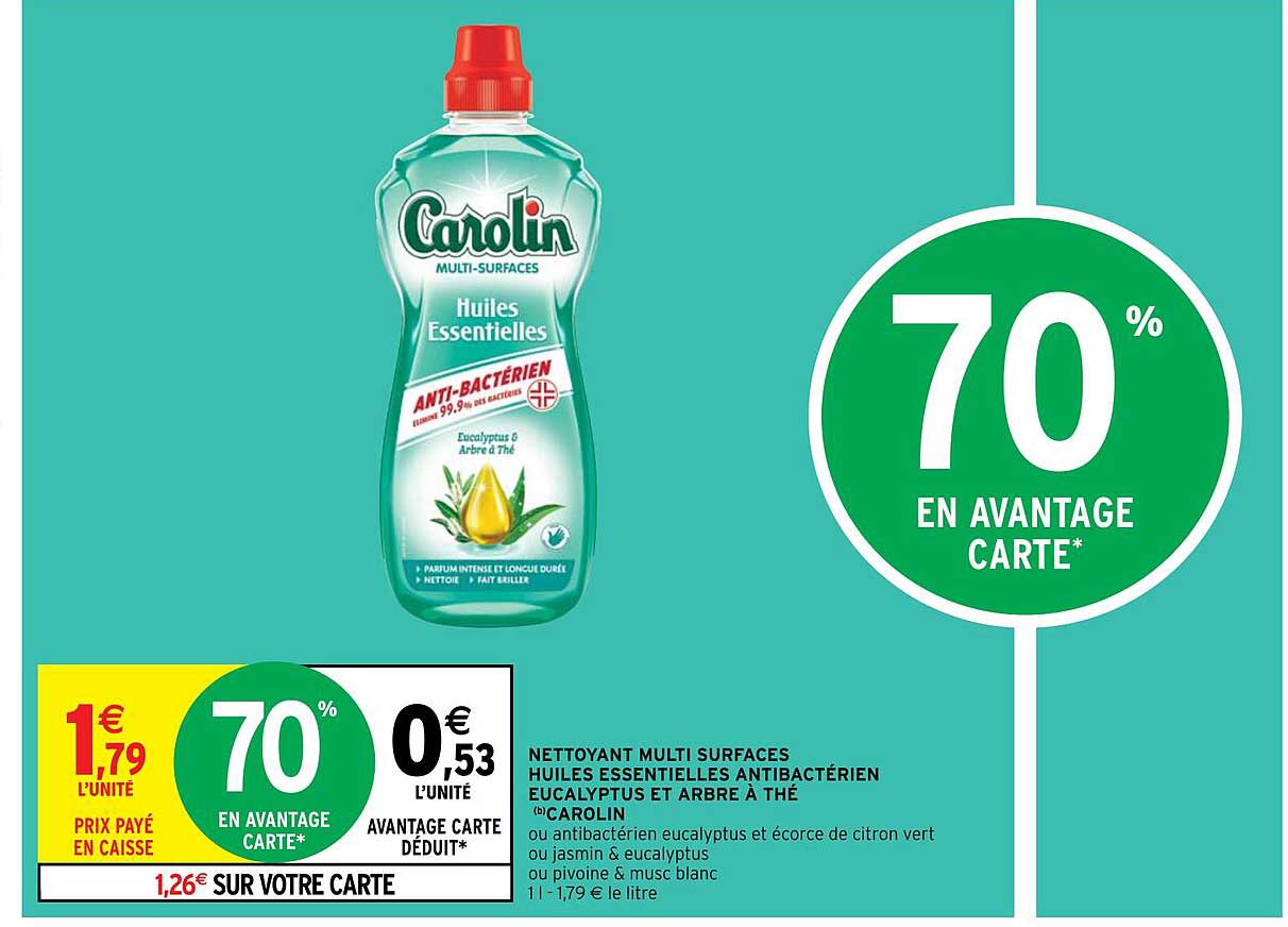 nettoyant multi surfaces huiles essentielles antibactérien eucalyptus et arbre à thé carolin