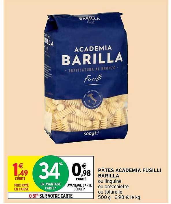 pâtes academia fusilli barilla