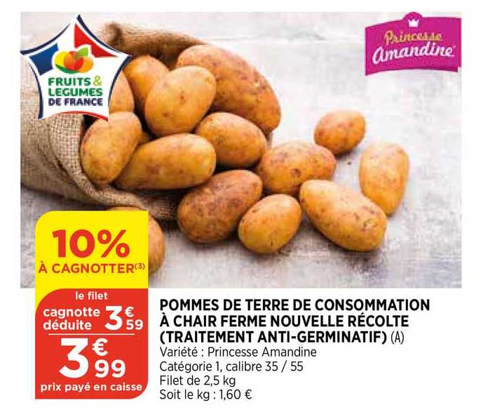 pommes de terre de consommation à chair ferme nouvelle récolte (traitement anti-germinatif)