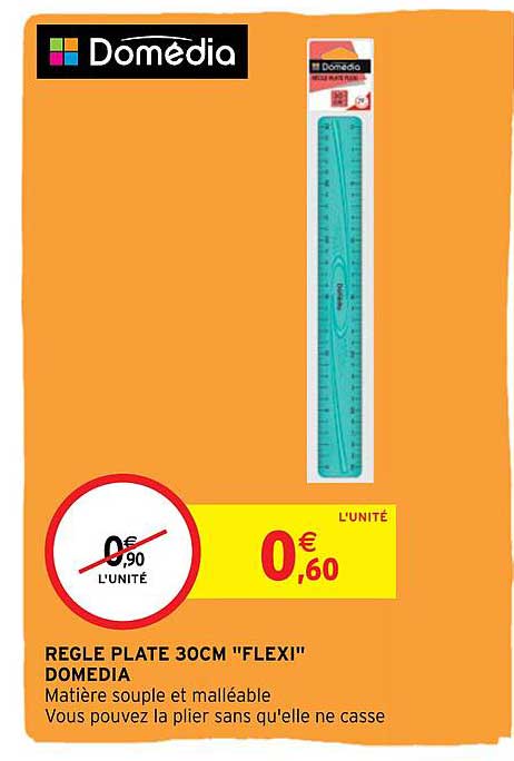 règle plate 30 cm "flexi" domédia