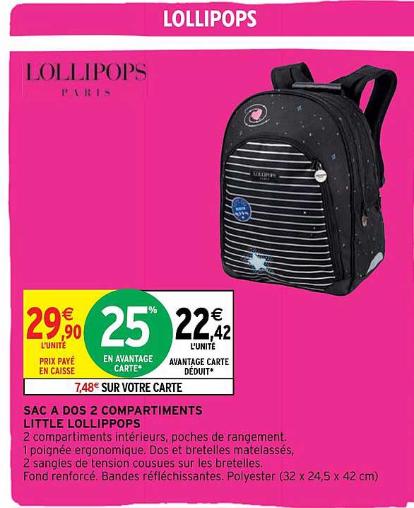 sac à dos 2 compartiments little lollippops