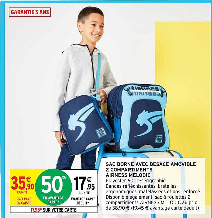 sac borne avec besace amovible 2 compartiments airness melodic