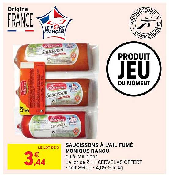 Saucissons à L'ail Fumé Monique Ranou