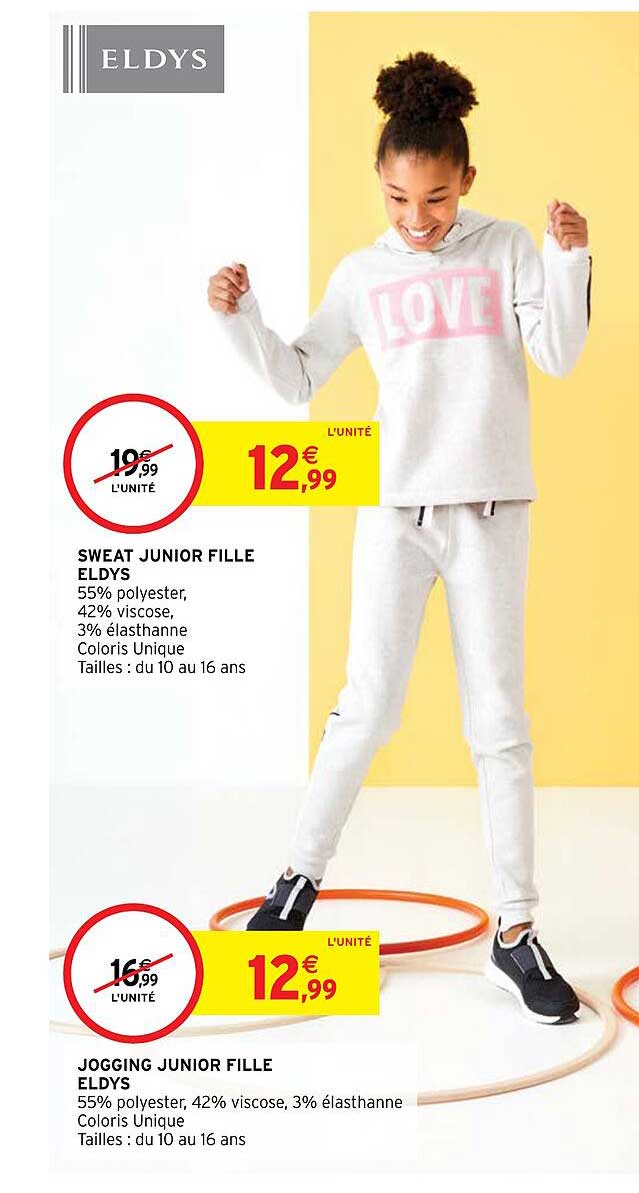 Sweat Junior Fille Eldys, Jogging Junior Fille Eldys