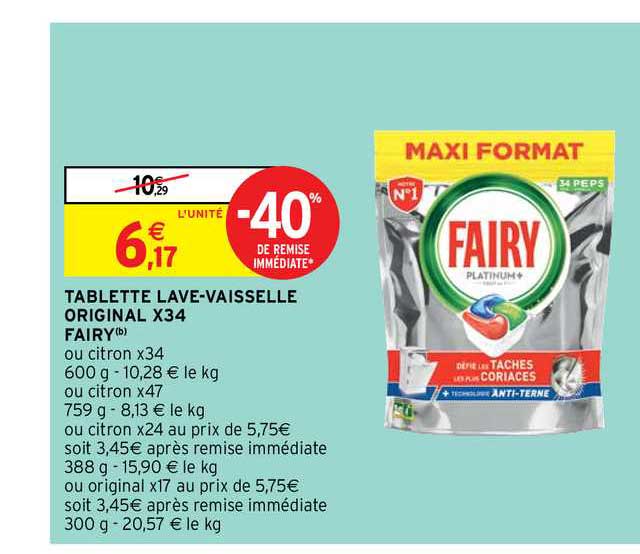 tablette lave-vaisselle original x34 fairy