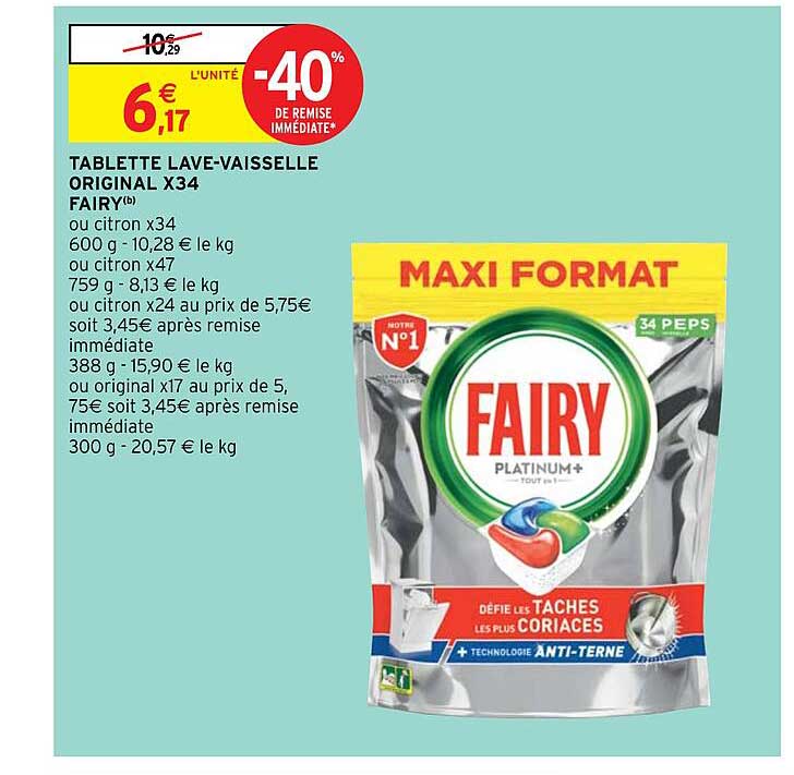 tablette lave-vaisselle original x35 fairy