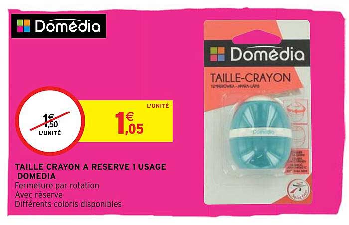 taille crayon à réserve 1 usage domédia