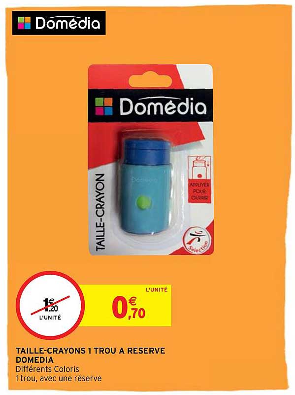 taille-crayons 1 trou à réserve domédia