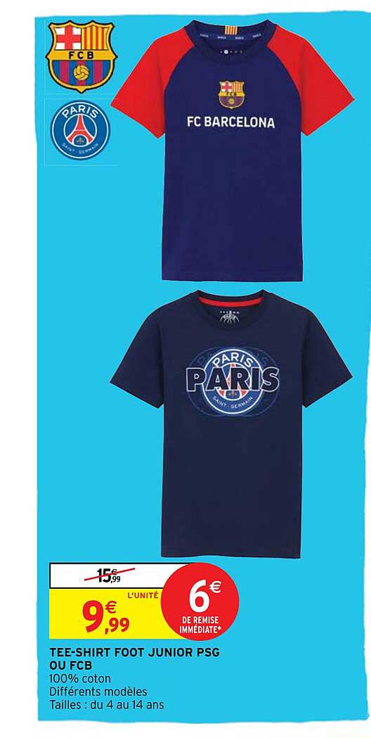 tee-shirt foot junior psg ou fcb