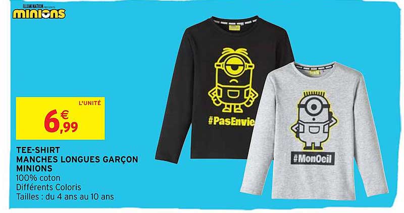 tee-shirt manches longues garçon minions