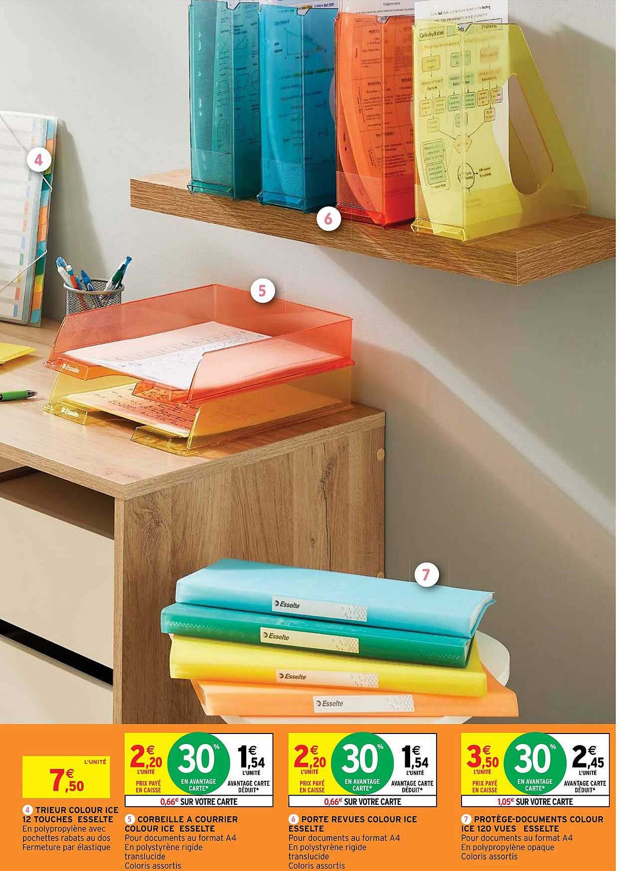 trieur colour ice 12 touches esselte, corbeille à courrier colour ice esselte, porte revues colour ice esselte, protège-documents colour ice 120 vues esselte