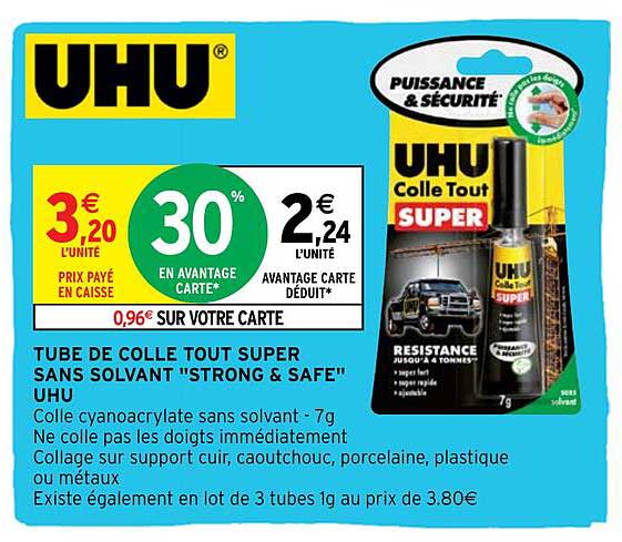 tube de colle tout super sans solvant "strong & safe" uhu