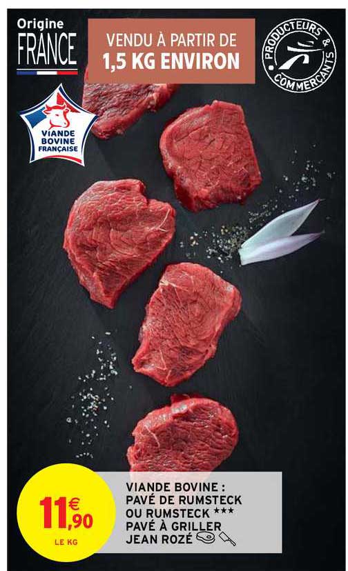 viande bovine : pavé de rumsteck ou rumsteck pavé à griller jean rozé
