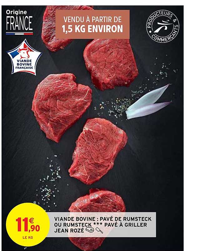 viande bovine : pavé de rumsteck ou rumsteck pavé à griller jean rozé