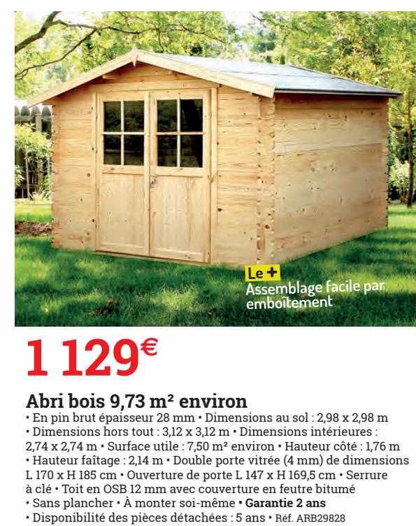 abri bois 9,97 m² environ