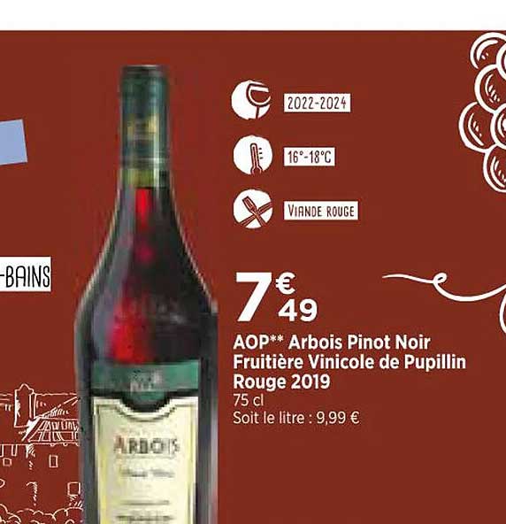 aop arbois pinot noir fruitière vinicole de pupillin rouge 2019