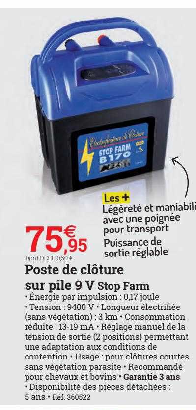 poste de clôture sur pile 9 v stop farm