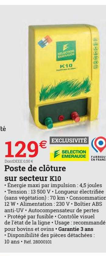 poste de clôture sur secteur k10