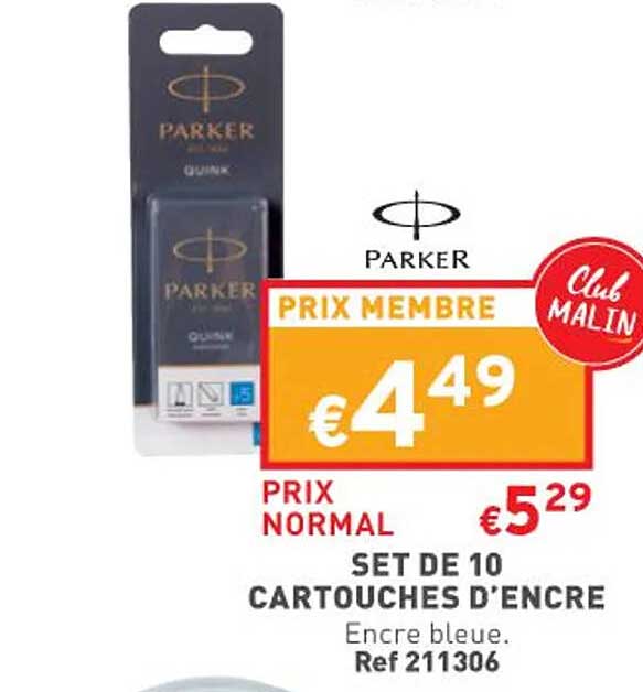 set de 10 cartouches d'encre parker
