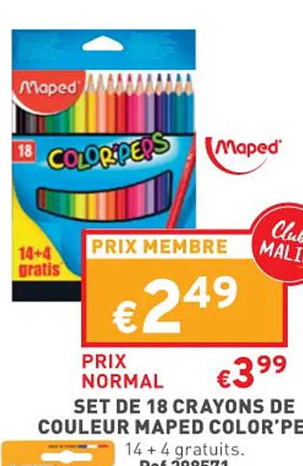 set de 18 crayons de couleur maped color' peps maped
