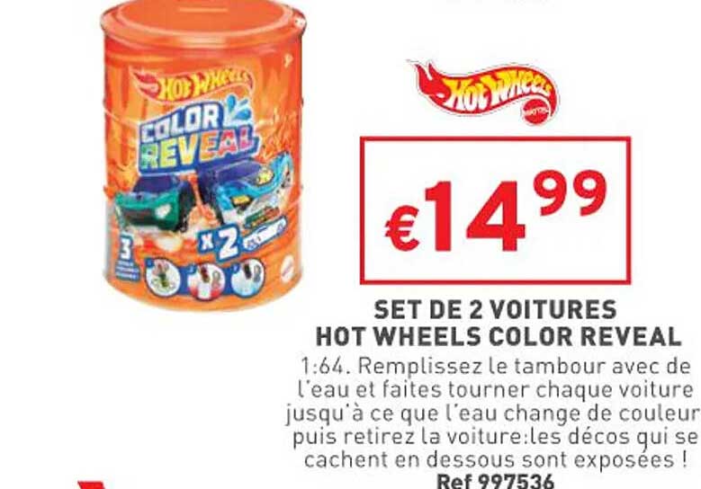 set de 2 voitures hot wheels color reveal hotweels