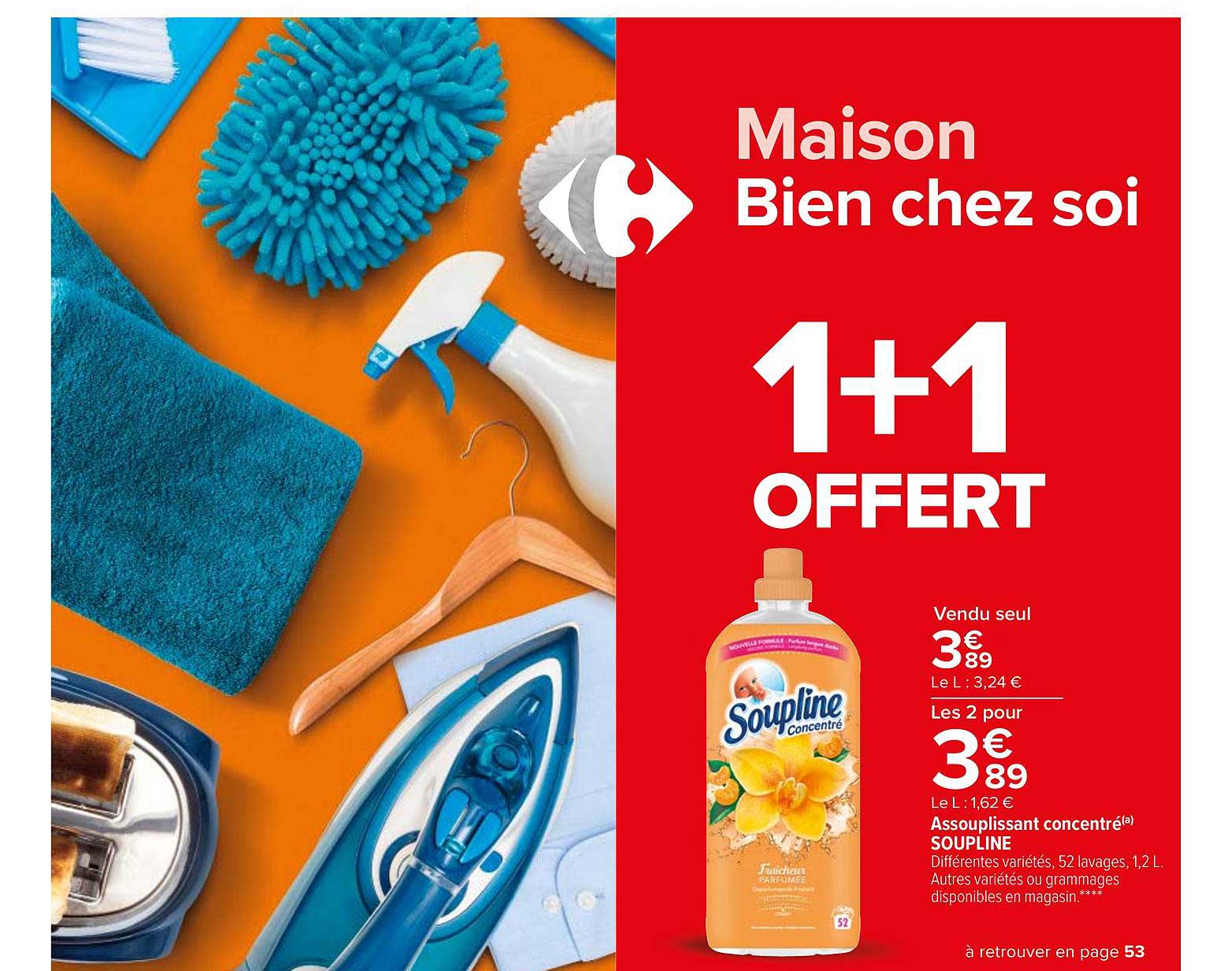 Assouplissant Concentré Soupline 1+1 Offert