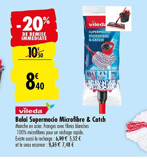 Balai Supermocio Microfibre & Catch Vileda -20% Remise Immédiate