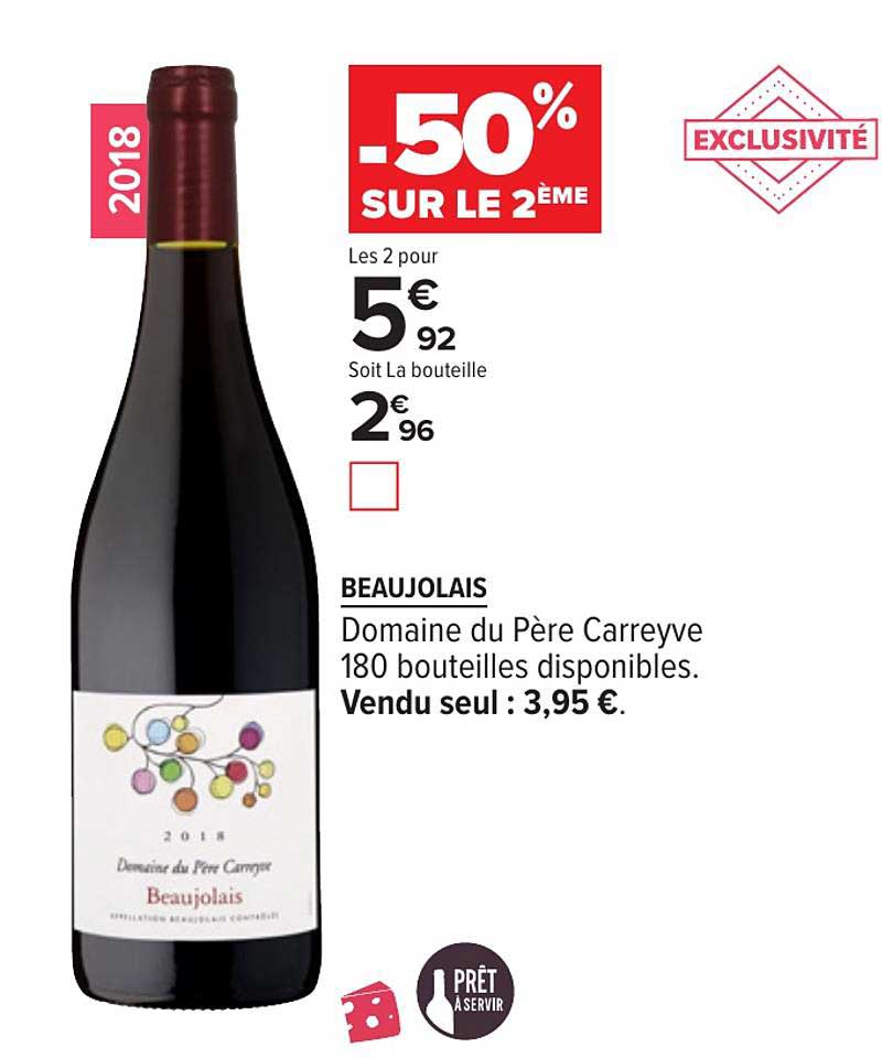 beaujolais domaine du père carreyve -50% sur le 2ème