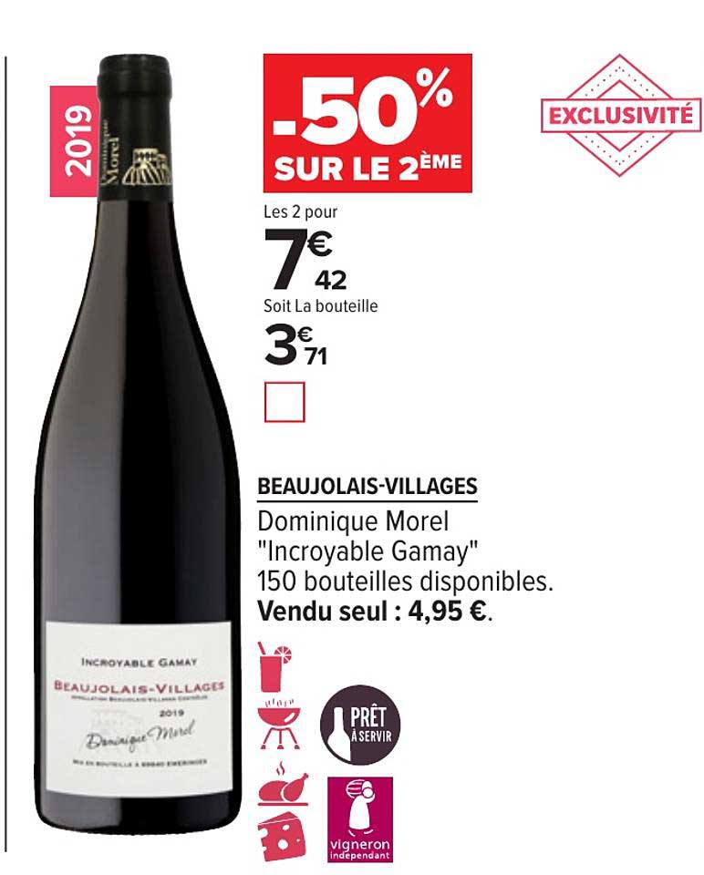beaujolais villages dominique morel incroyable gamay -50% sur le 2ème