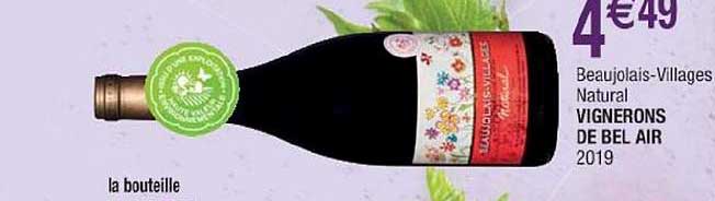 beaujolais villages natural vignerons de bel air