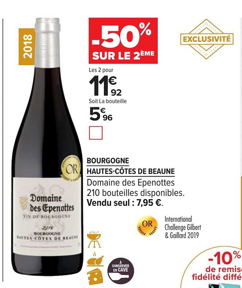 bourgogne hautes côtes de beaune -50% sur le 2ème