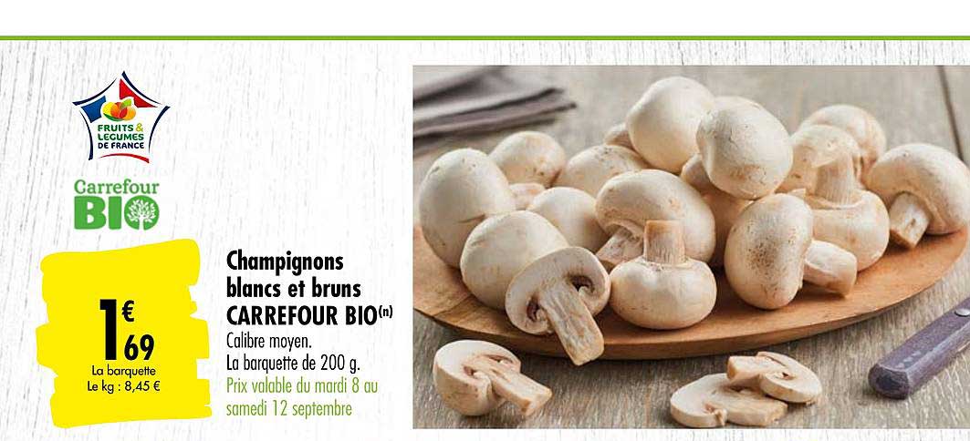 champignons blancs et bruns carrefour bio