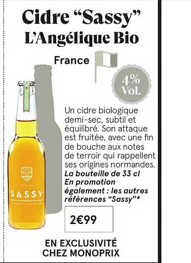 cidre sassy l'angélique bio