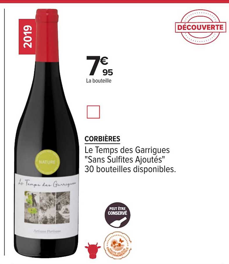 corbières le temps des garrigues sans sulfites ajoutés