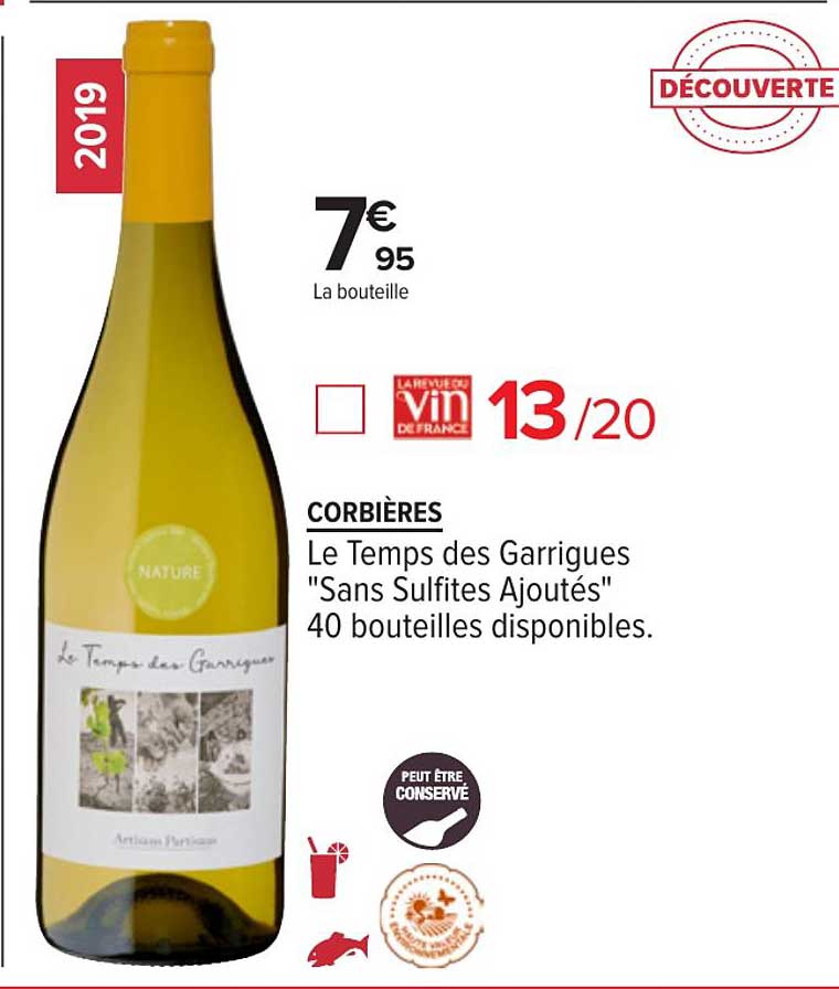 corbières le temps des garrigues sans sulfites ajoutés